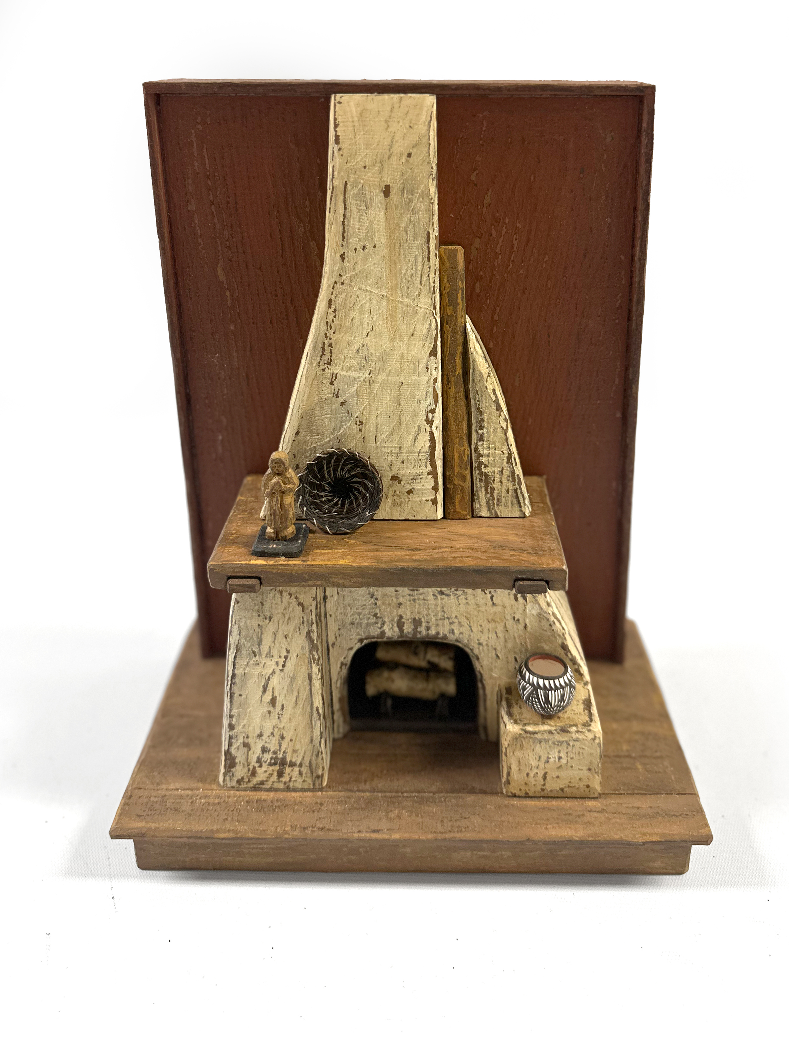 Fechin House Sitting Room Fireplace sculpture, front view